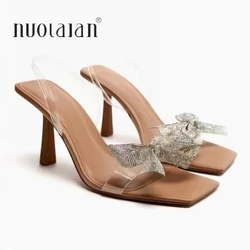 2024 estate donna décolleté PVC trasparente moda tacchi alti sandali eleganti Slingbacks femminile Sexy Party Wedding Pumps Shoes