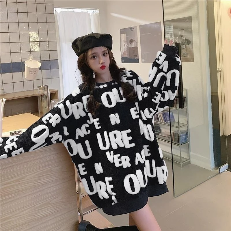 ラウンドネック レディース ニットセーター ベーシックセール 全てが安い ジャンパー エステティックウェア 仕事着 セーター レディース プルオーバー レタープリント