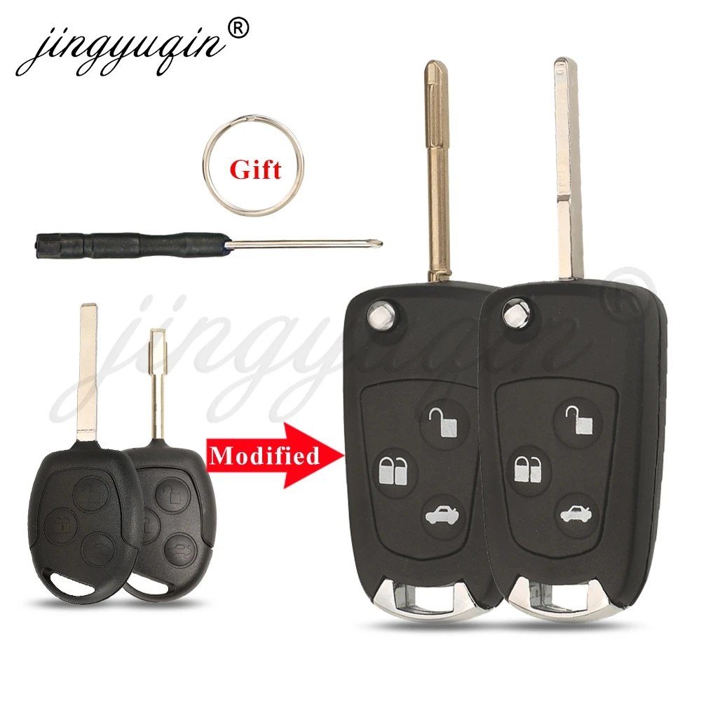 jingyuqin Für Ford Mondeo Galaxy Focus 2 Fiesta Transit S/C-Max FO21 HU101 Modifizierte Klappbare Autoschlüsselhülle Fernbedienungsgehäuse
