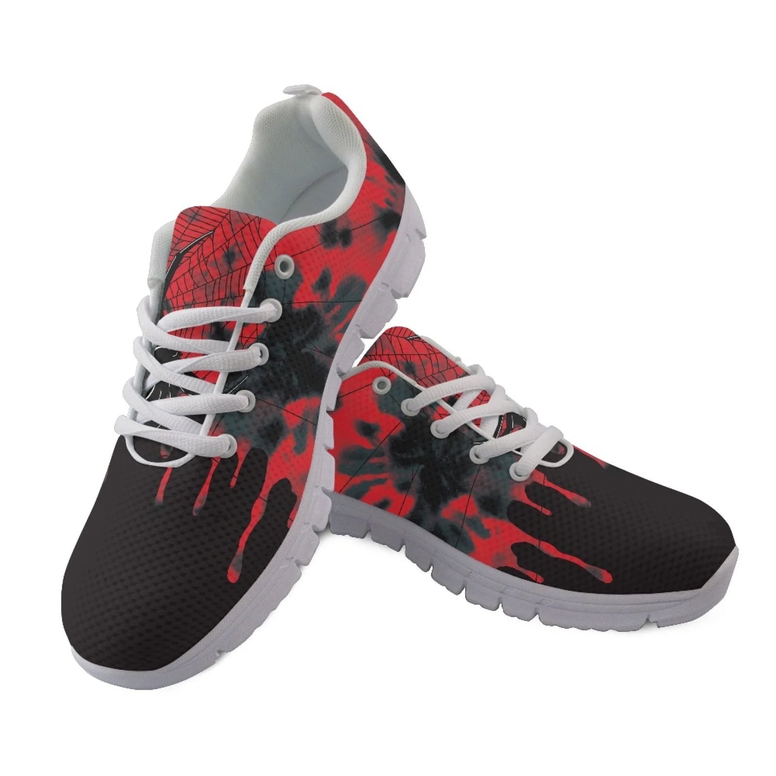 Coloranimal Spider Web Design Mens Athletic Trainers Breathable Lace Up Womens Athletic Walking Sneakers for Gym