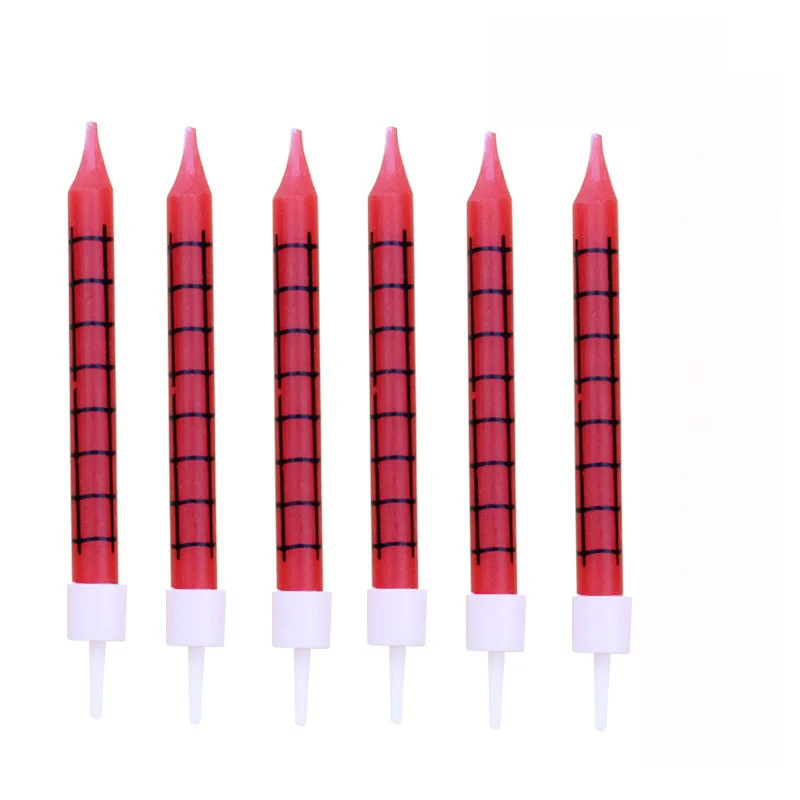 1/6/12/13pcs Red Spider Web Pattern Straight Candles For Birthday, Anniversary, Party, Cake Decorations,Christmas