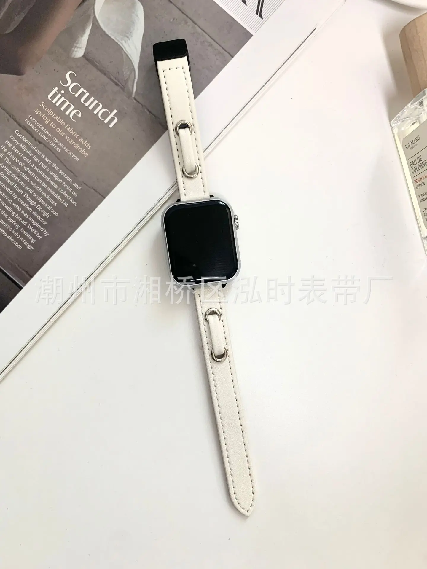 Color Blocking Leather Apple Watch Strap Suitable for Applewatchs9 New Iwatch678se Intelligent Universal