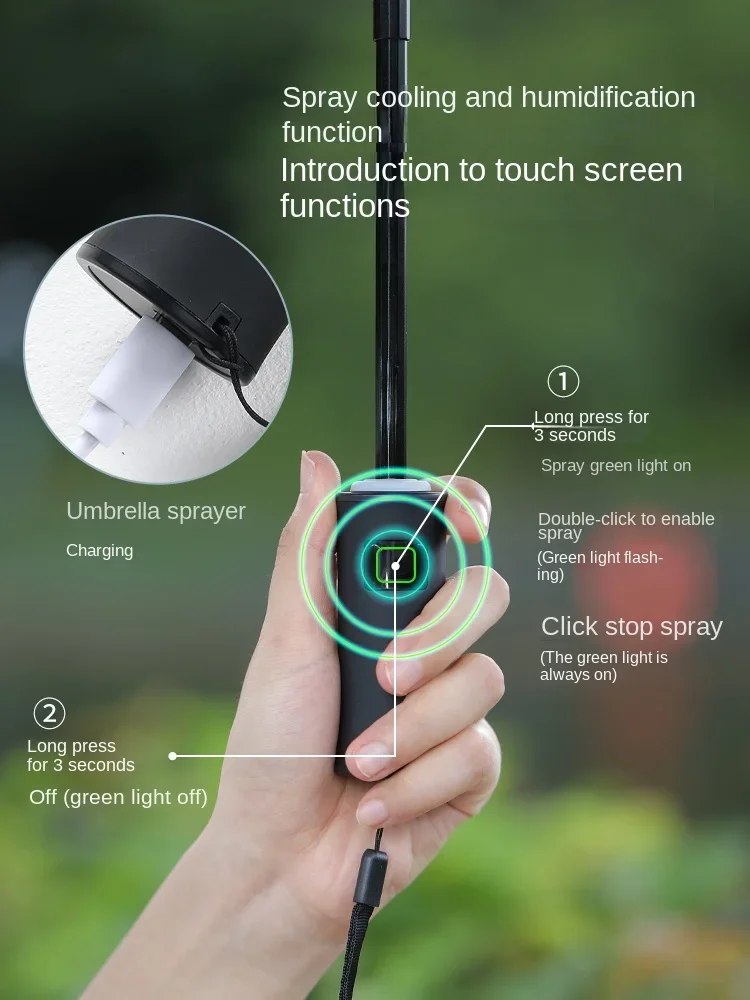 Paraguas en aerosol con tecnología negra, refrigeración, protección solar plegable y sombrilla con protección UV, paraguas de viento nacional de doble propósito.