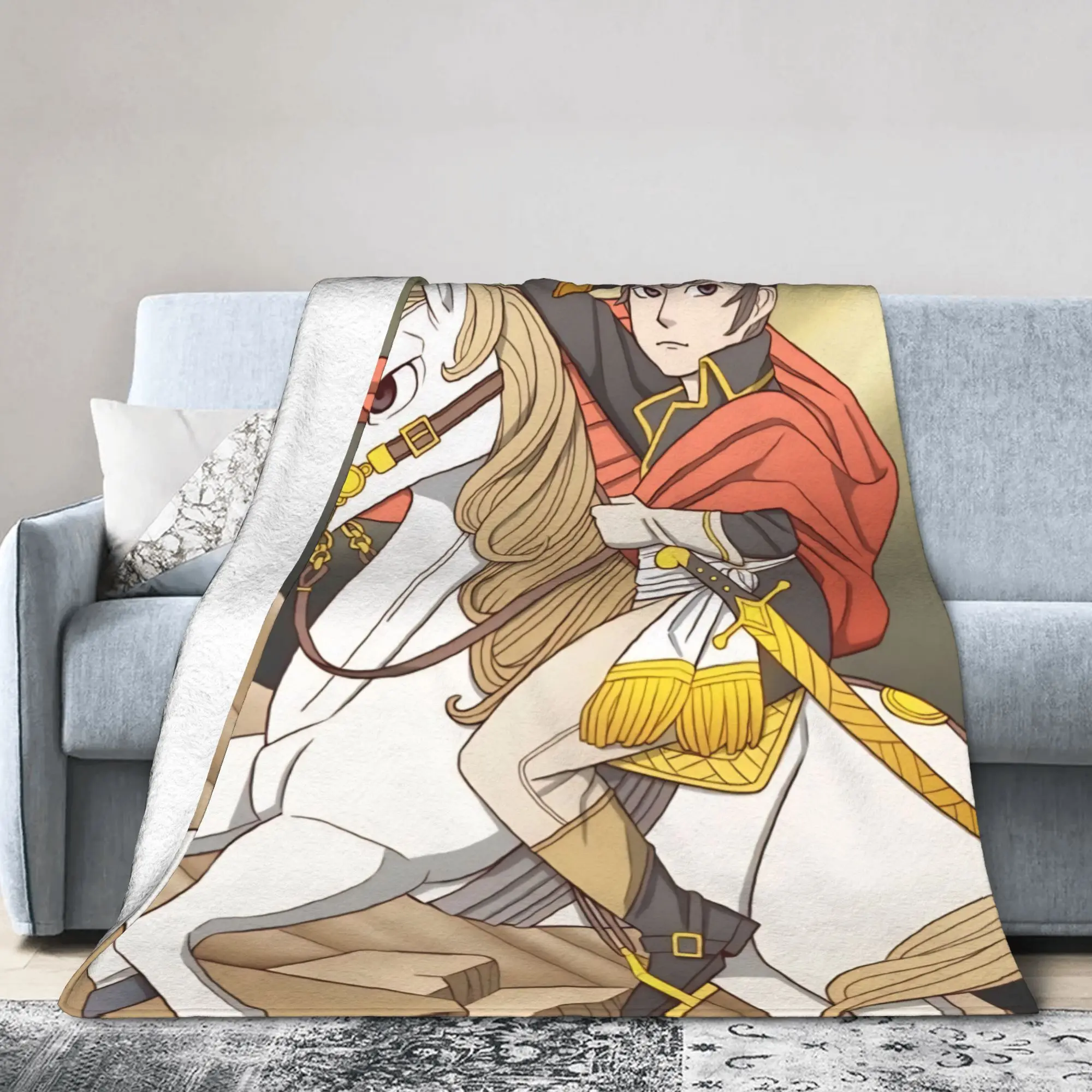 Napoleon Bonaparte Crossing the Alps Knitted Blanket Art Plush Bedding Throw Blanket Bedroom Sofa Portable Decoration Breathable