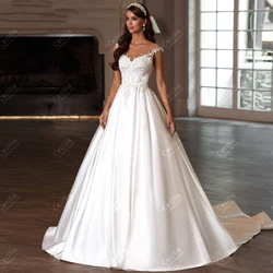 Elegant Wedding Dresses A-Line Satin Bridal Gowns Classic Spaghetti Straps Robes For Formal Party Vestidos De Novia Customized