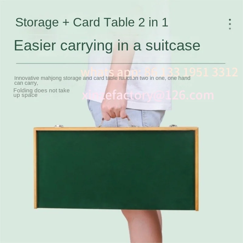 Customizable Outdoor Portable Mahjong Travel Folding Mahjong Table Set Handheld Solid Wood Travel Dormitory Folding Small Mahjon