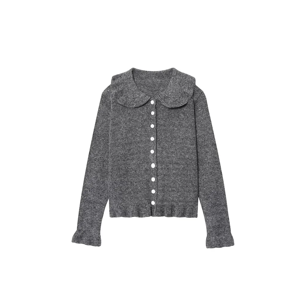 

Осенняя новая женская одежда, милый многослойный свитер с лацканами и длинными рукавами, кардиган, вязаная куртка