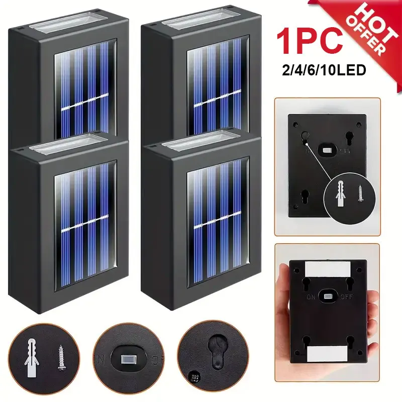 

1PC Solar LED Light Outdoor Waterproof Wall Lamp Dusk to Dawn Fence Lighting for Summer Garden Yard Porch Walkway Camping Home