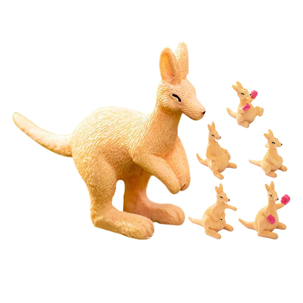 6 Pcs Micro Landscape Kangaroo Statue Figurines Artic Animals Statuette Aydinids Cake Toppers Fairy Garden Resin Brass