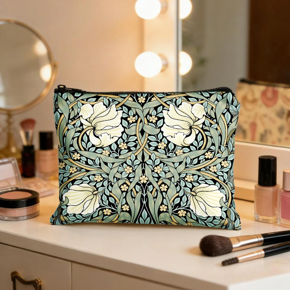 Floral Vine Pattern Design Art Makeup Bags for Girls Cosmetic Pouch Toiletry Bag Pencil Case Travel Storage