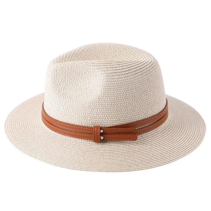 Mode 56-60 cm Neue Natürliche Stroh Hut Panamad Weiche Sommer Weibliche/männliche Breite Klappe Strand Kappe Sonnenschutz uv Fedora Hut – Detail 10