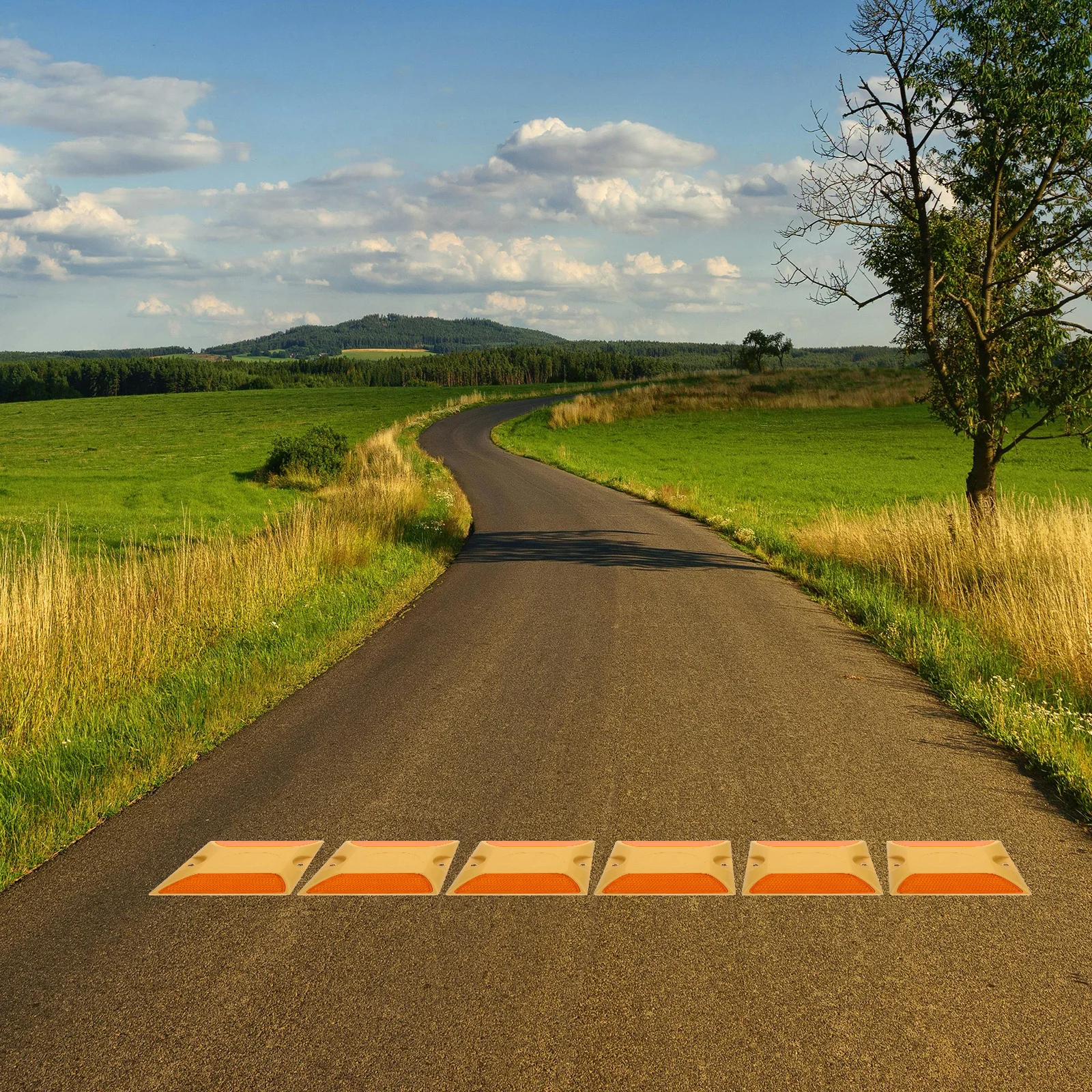 

4Pcs Reflective Road Studs Plastic Markers Durable Construction Easy Installation Driveway Reflectors High Visibility