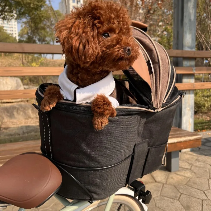 

Bike Rear Seat Pet Carrier Bag for Dogs, Large Capacity Electric Scooter Blue Foldable Canvas Handheld Bike Bag