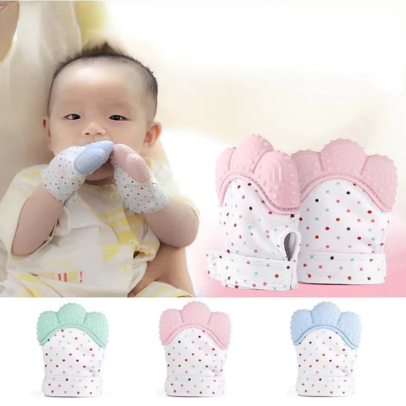 New Kids Teething Gloves Mittens Chewable Newborn Dental Care Durable Teether Toys Teething Infant Chewing Toy Baby Stuff