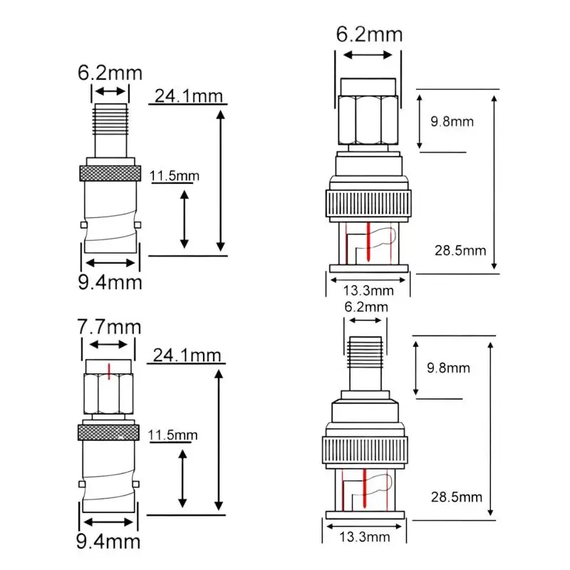 Разъемы BNC к SMA Тип Мужской Женский РЧ-разъем Адаптер Тестовый преобразователь Комплект Кабели передачи SMA