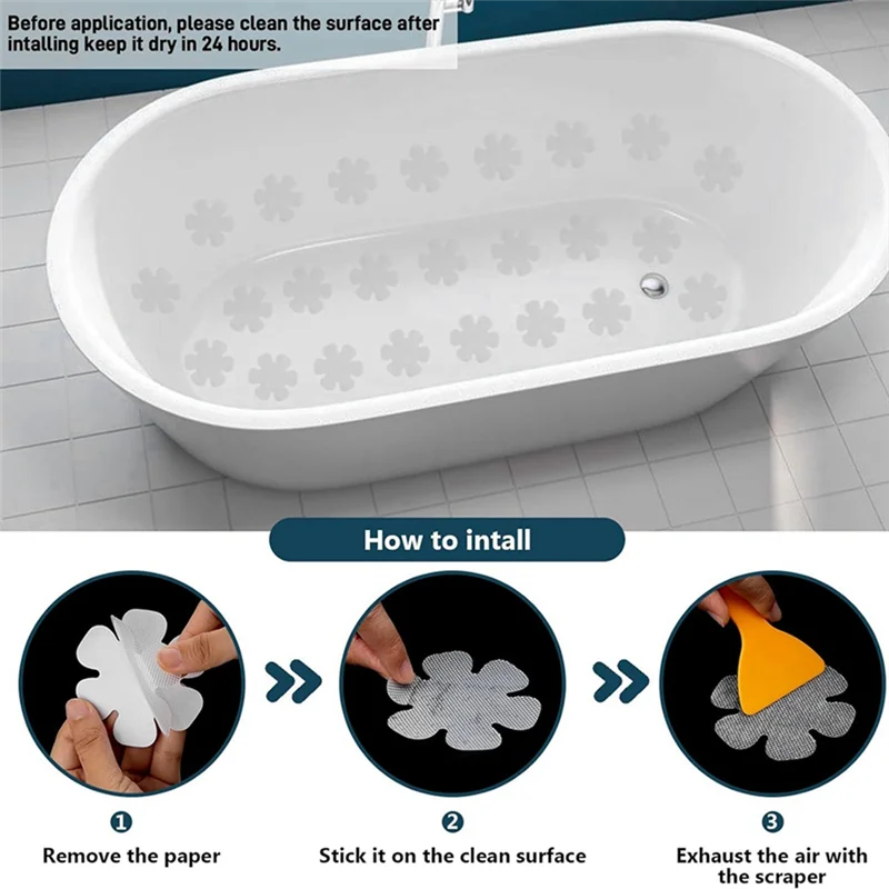 

Нескользящие наклейки для ванны, 24 шт., противоскользящие наклейки для ручек для душа, клейкие наклейки со скребком для ванны, пола в ванной-B91B