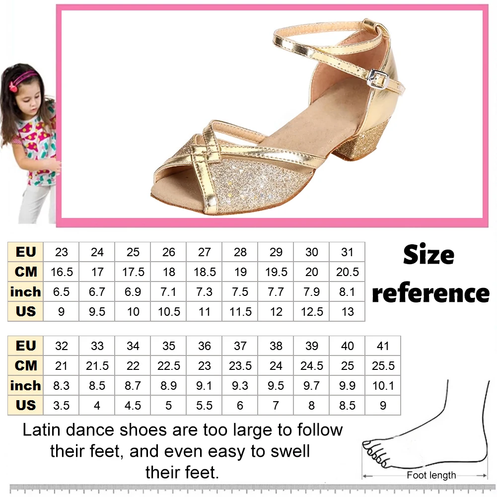 Girls Princess Shoes Sequined Latin Dance Shoes Peep-Toe Sandals Pumps with 3cm Heel  Pearl Crystal Bling Kids School/Team Shoes