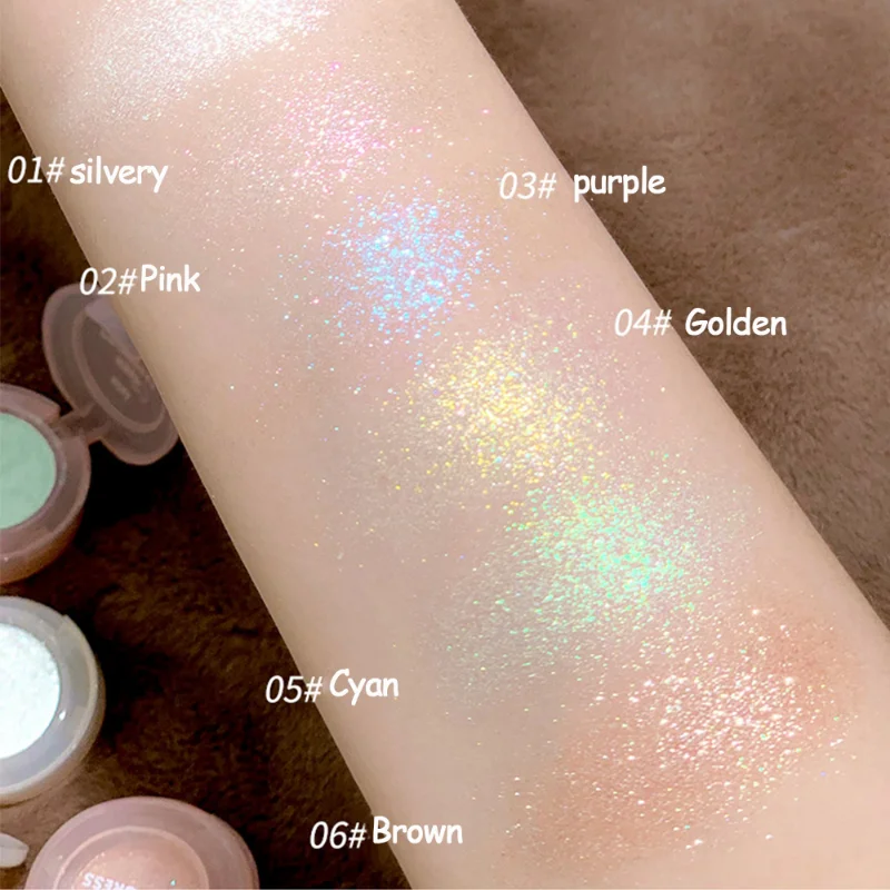 6 cores textura de batata paleta de sombra pérola diamante brilho monocromático highlighter iluminar olhos brilhantes maquiagem cosméticos