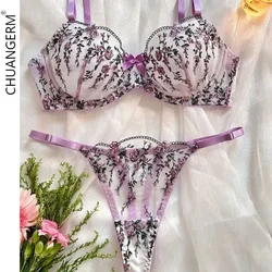 CHUANGERM Fairy Beautiful Lingerie Tulle Underwear Transparent Lace Exotic Sets See Through Delicate Bilizna Sexy Fancy Intimate