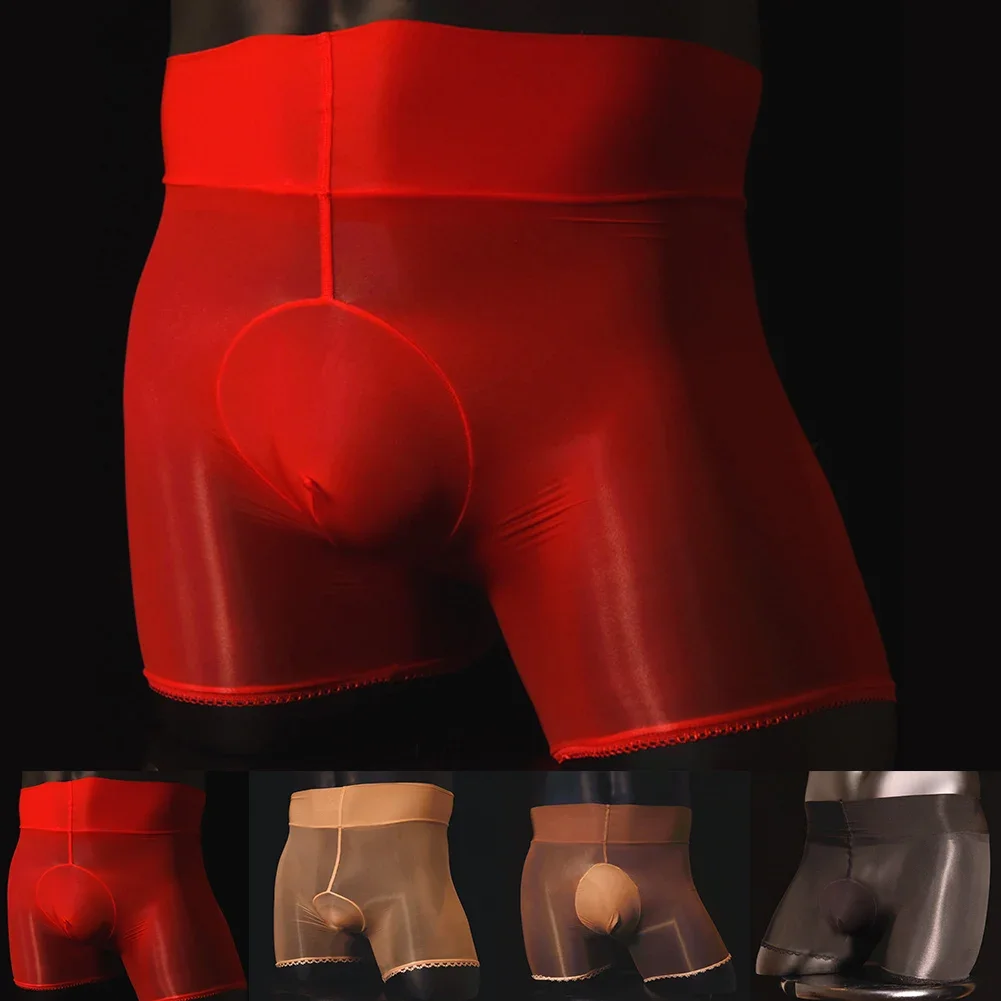 Sexy Man Panties Oil Transparent Shorts And Underpants Ultra-Thin Sheer Shiny Underwear Mans Shorts For Men
