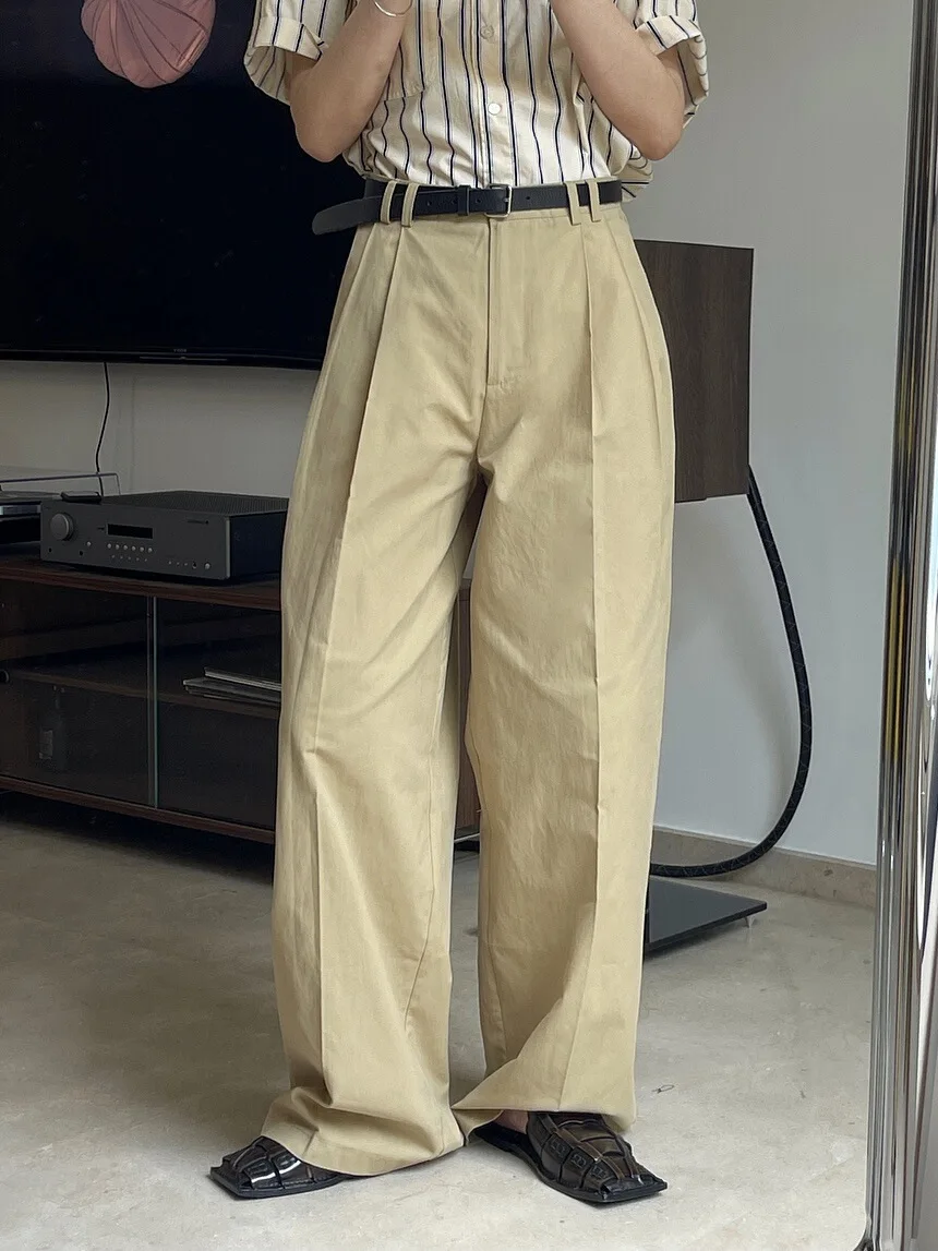 

High Waist Wide Leg Casual Pants Simple Commute Style Women's Khaki Long Trousers Spring Summer Fashion Casual Pants