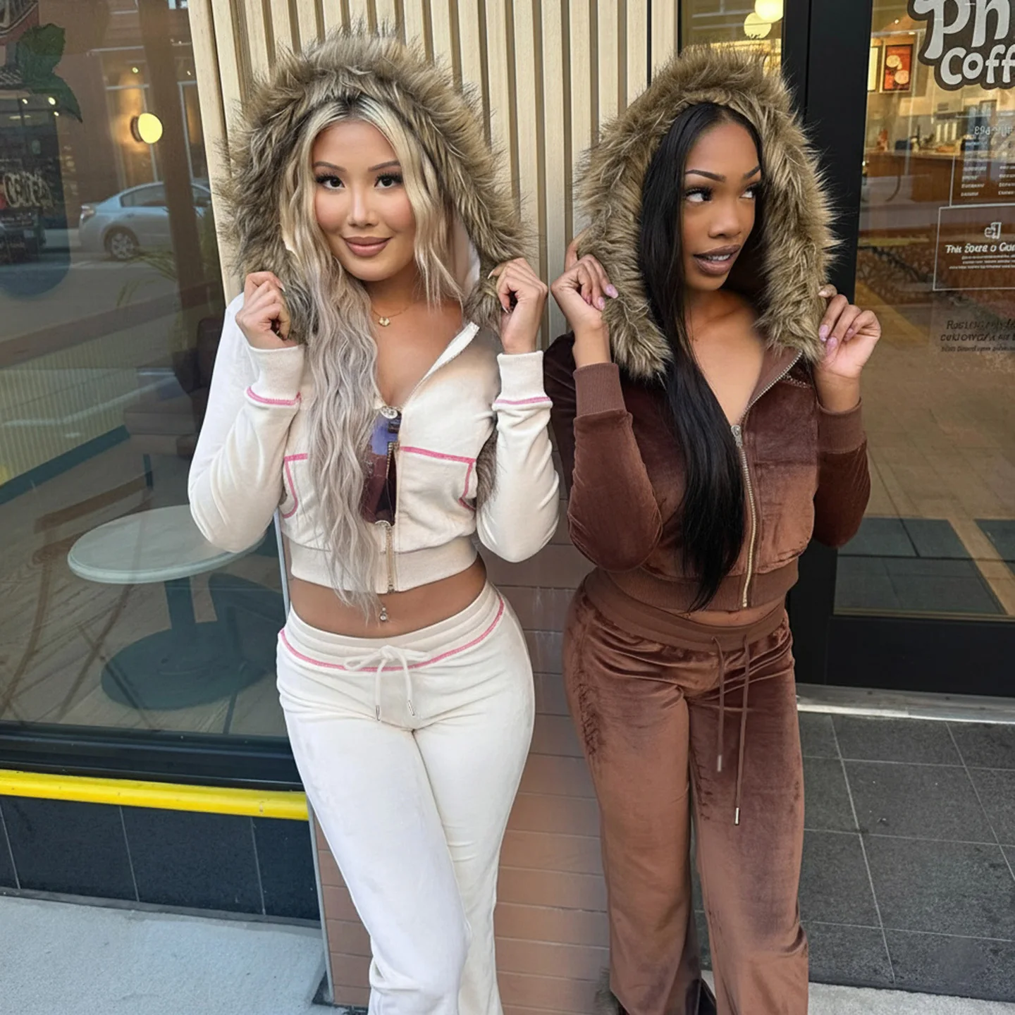 

Velvet Tracksuit 2 Piece Pant Sets 2025 Winter Clothes Women Sweatsuit Hoodie Tops Jacket Sexy Two Piece Pant Sets Outfits