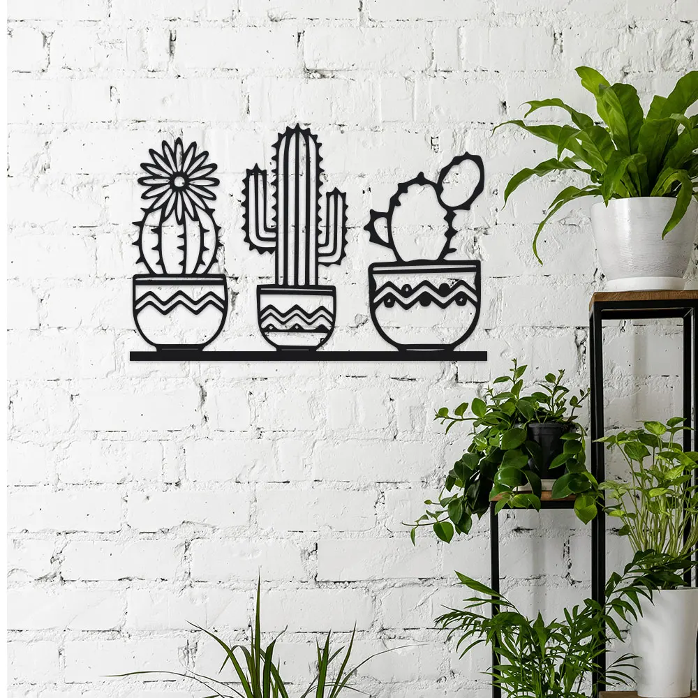 Eine Kaktus-Wandkunst aus Metall, Wüstenkaktus-Außendekoration, Sukkulenten-Gartenschild, Küchendekoration, Wohndekoration als Geschenk