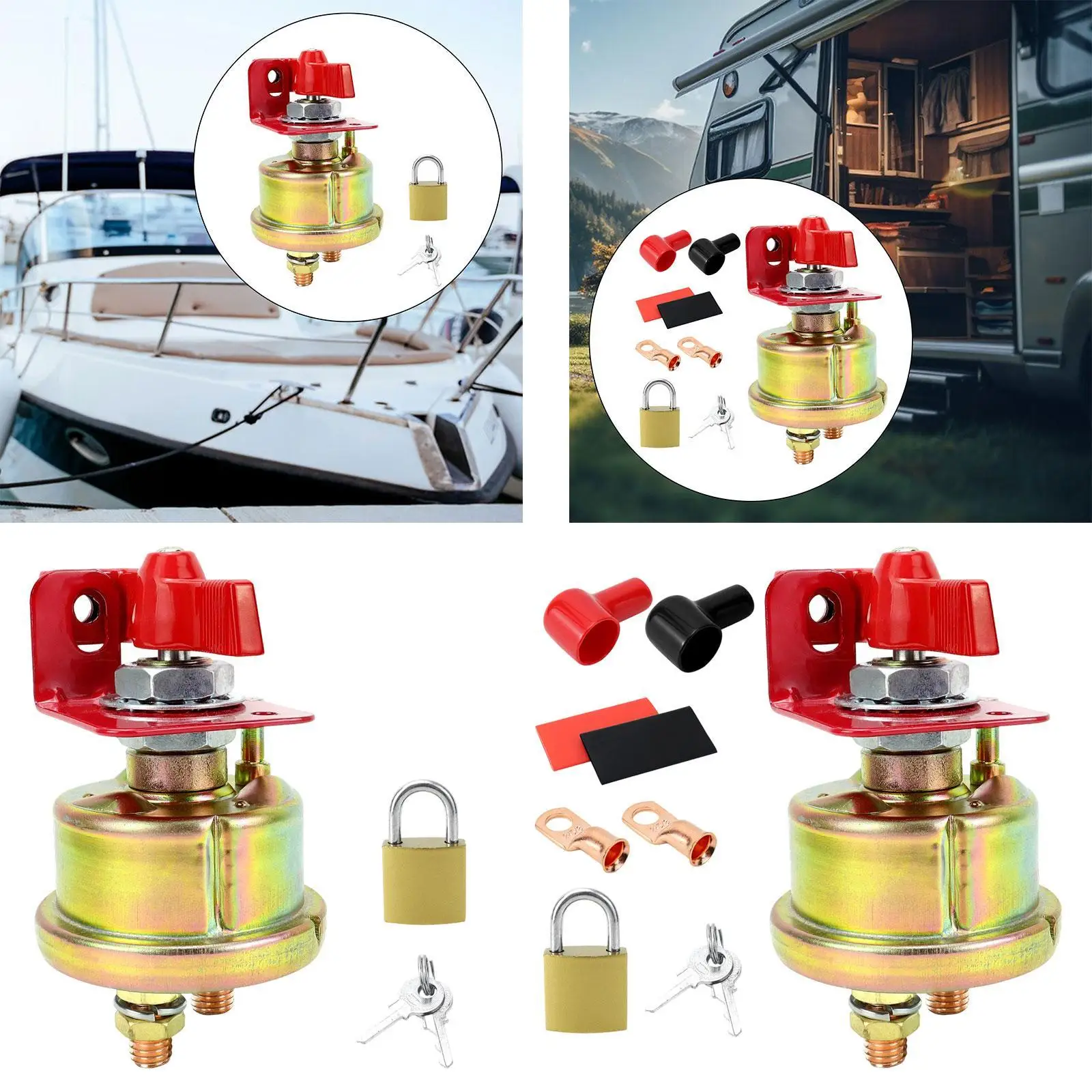 Generic Battery Disconnect Switch 12V-24V Accessories Replace Easy to Use Battery Cut Off Isolator Parts for Boats Cars