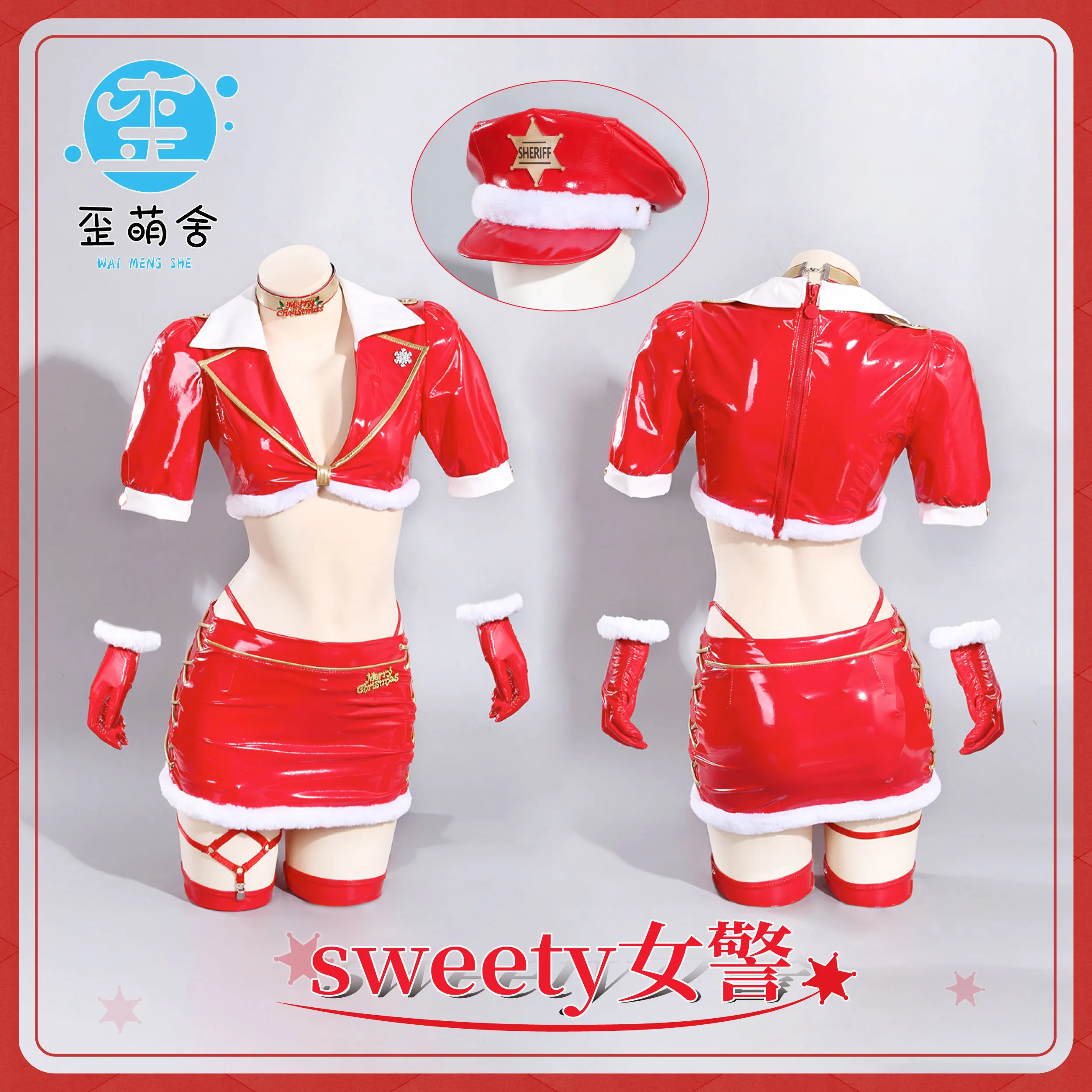 

Sweety Policewoman Uniform Cosplay Little Red Riding Hood Sweetheart Christmas Valentine's Day Costumes Christmas Red Dress