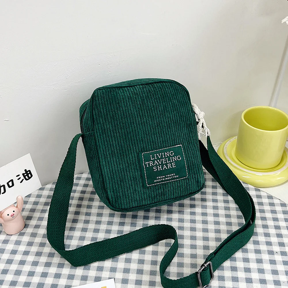 Fashion Small Corduroy Shoulder Bags Striped Cloth Fabric Handbags Men Casual Zip Canvas Crossbody Bag Women Fanny Pack