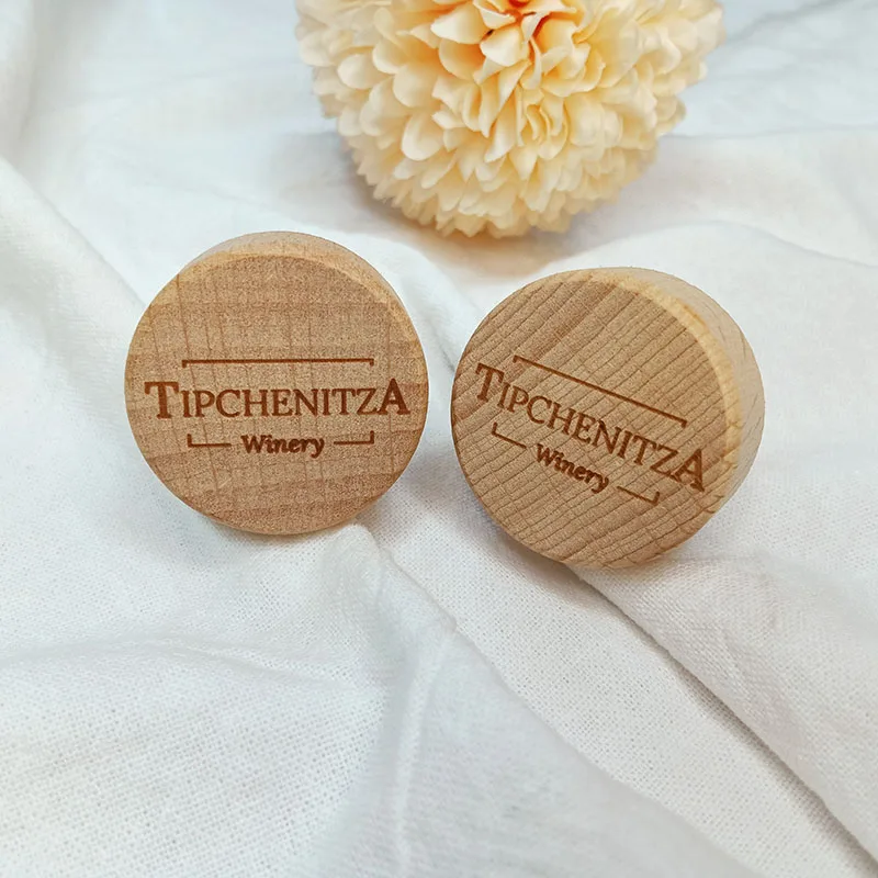 Custom Winery / Bar Corks Logo Personalized Wine Bottle Stopper T-shaped Wooden Plugs Wine Accessories Wedding Decoration