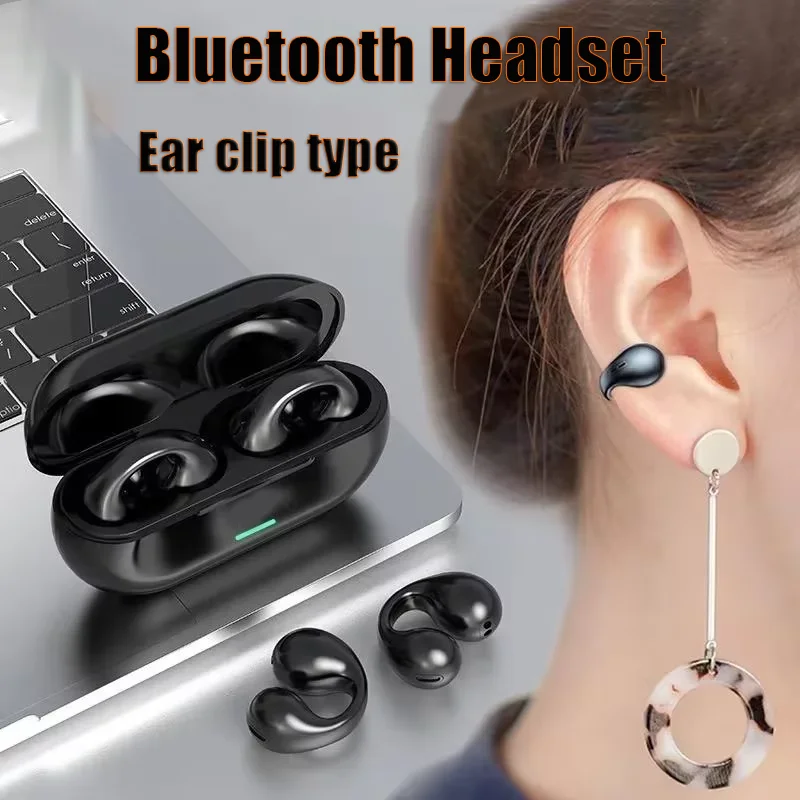 5.3 Bluetooth Ear-Clip Wireless Headphone HiFi Stereo Noise Reduction Waterproof Earbud 2026 NEW