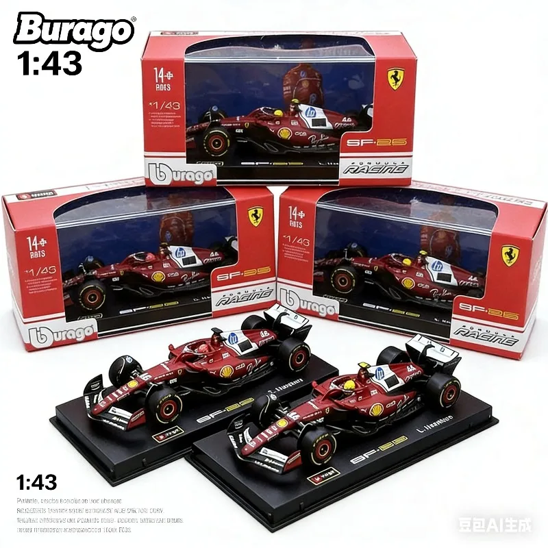 

Модель автомобиля Burago 1:43 Ferrari F1 SF25 из литого алюминиевого сплава, игрушка в подарок для мальчиков на праздник, предмет коллекционирования для взрослых, декоративный элемент.