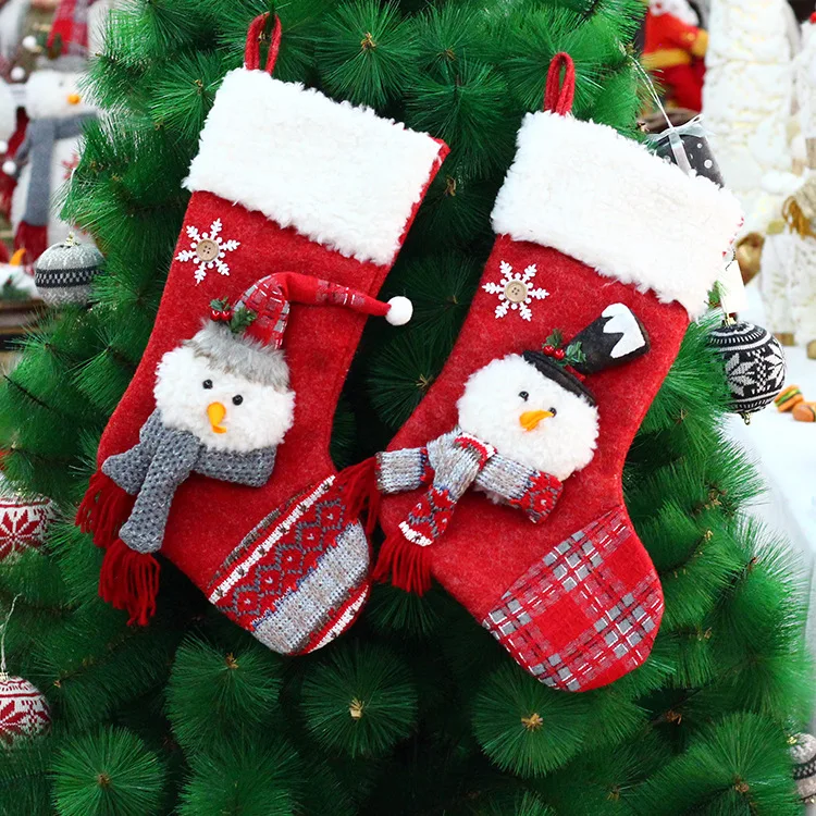 Christmas Socks Gift Bag Decoration Props Christmas Snowman Large Gift Bag Candy Bag Christmas Decoration Socks Pendant