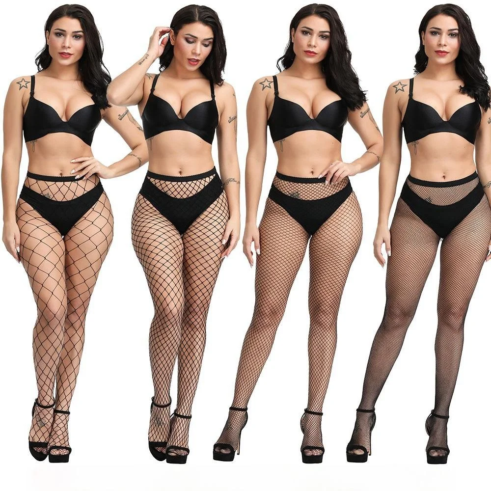 Women Fishnet Stocking Plus Size Sexy Sheer Pantyhose Lingerie Thigh High Stockings Large Size Woman Black White Tights XXXL 6XL