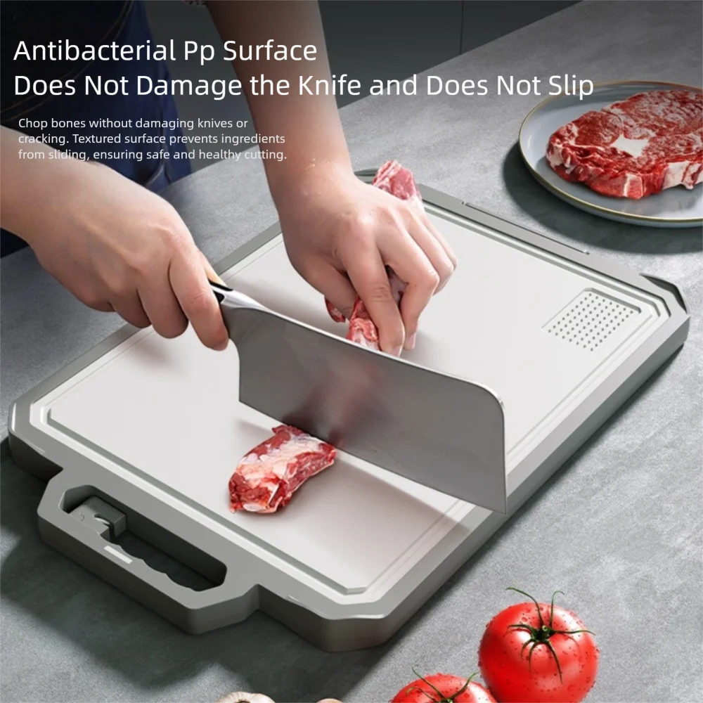 

Двусторонняя разделочная доска из нержавеющей стали с защитой от скольжения, многофункциональная, с точилкой