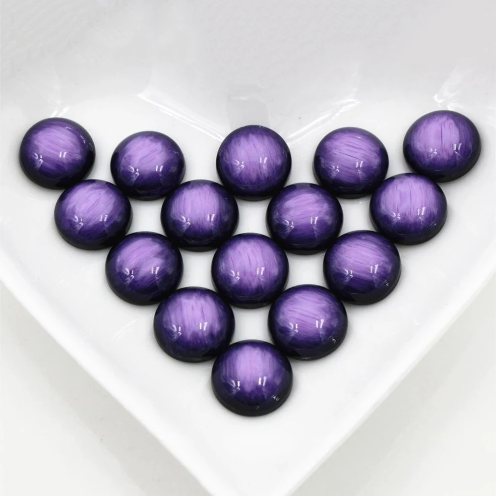 New Fashion 40pcs 12mm Purple Colors Stylish Brushed Style Flat back Resin Cabochons Cameo-V5-10