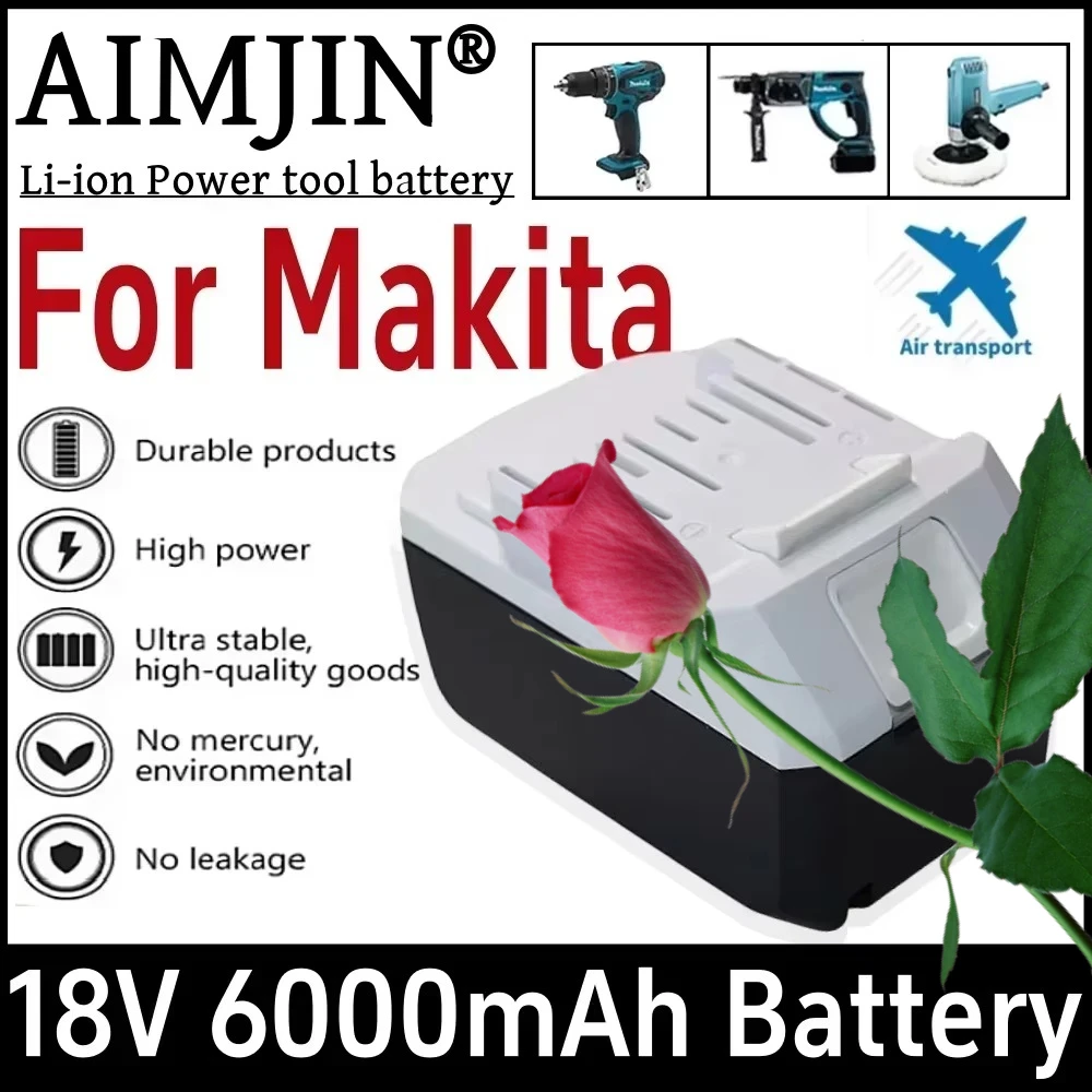 18V 6000mAh Li-ion Battery Compatible For Makita BL1813G BL1811G BL1815G BL1820G Cordless Drill HP457D Impact Driver DF457