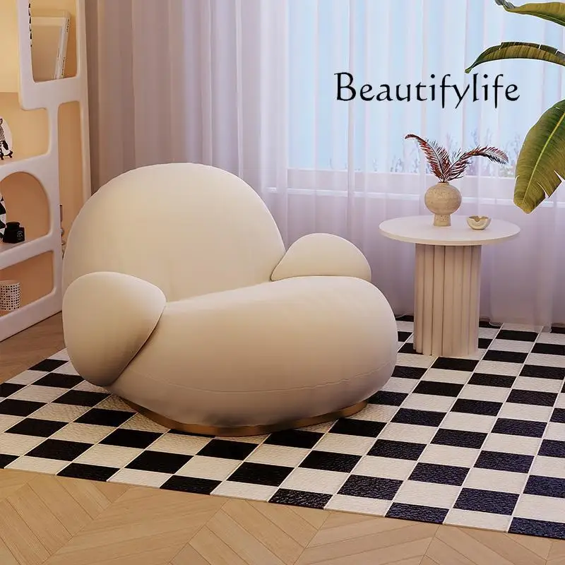 

Cream wind single sofa small apartment living room leisure light luxury bedroom balcony small lazy sofa