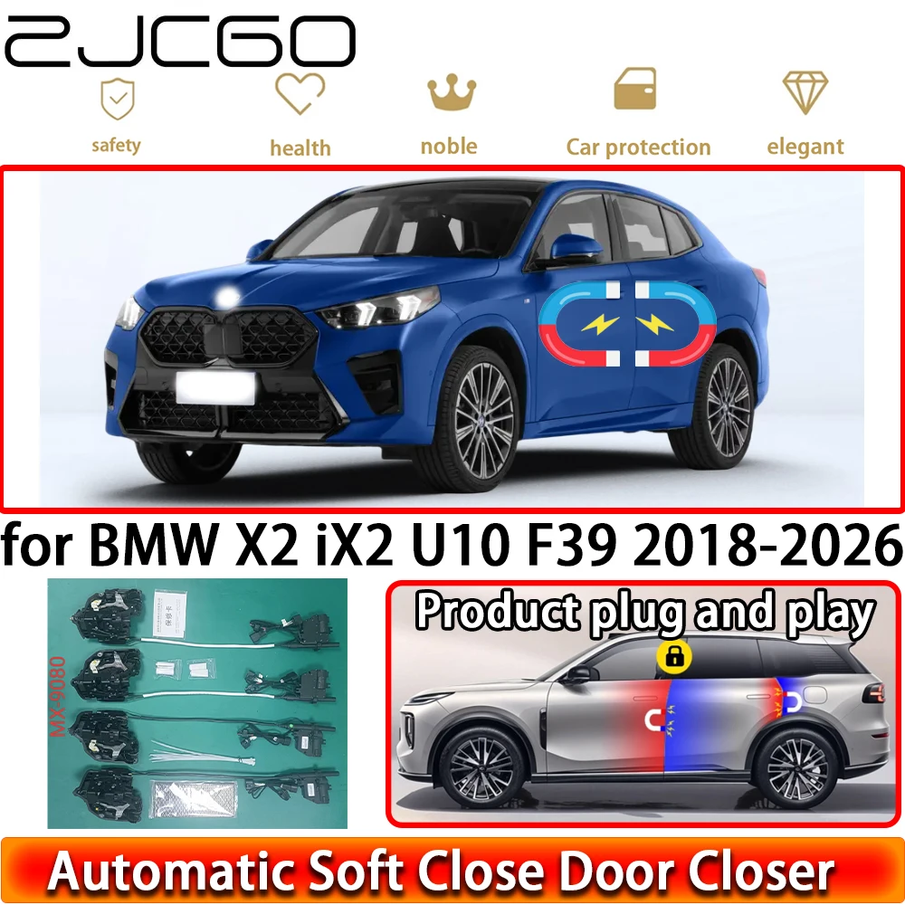 

ZJCGO for BMW X2 iX2 U10 F39 2018-2026 OEM Soft Close Door Kit Power Closing Latch System Auto Pull Door Easy Close Plug & Play