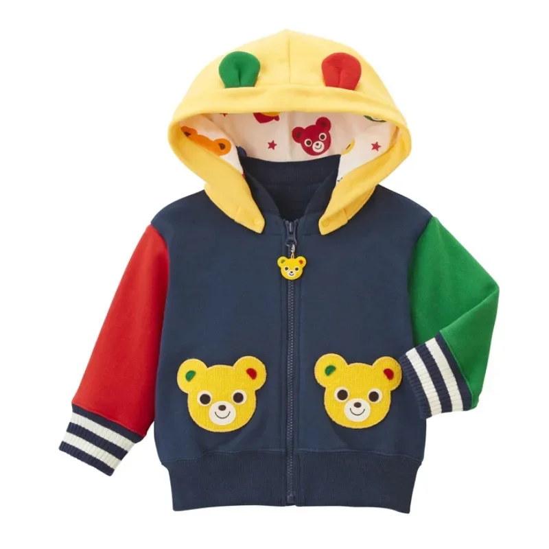 Winter Coat  Boys Clothes Autumn/winter New Girl Cartoon Embroidery Patch Hooded Jacket Cardigan