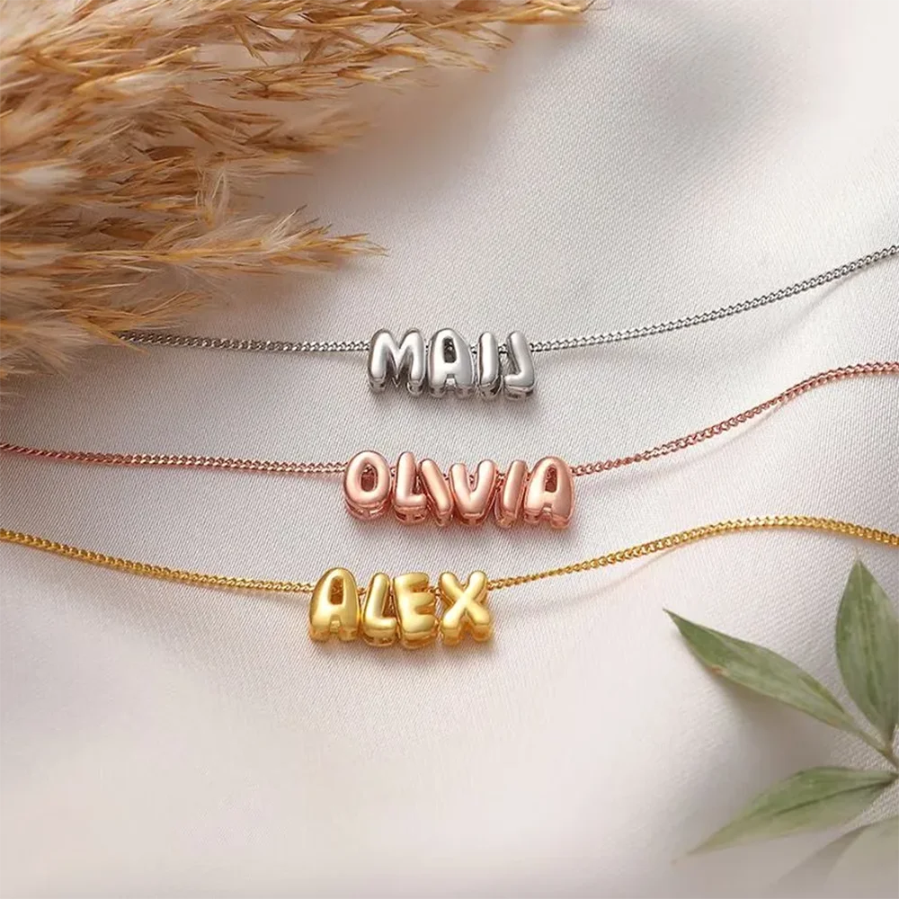 DODOAI-Mini Collar personalizado con nombre de burbuja, colgante con letras de globo 3D, DIY, el mejor regalo para Navidad