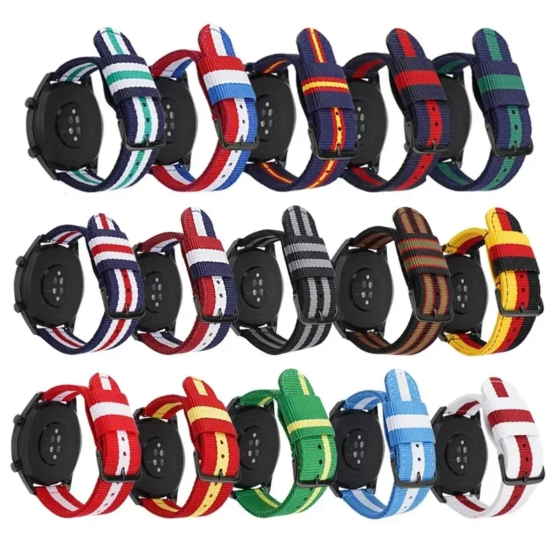 Nylon Watch Strap 20mm 22mm Quick Release Men Women Universal Striped Canvas Replace Bracelet Band Belt
