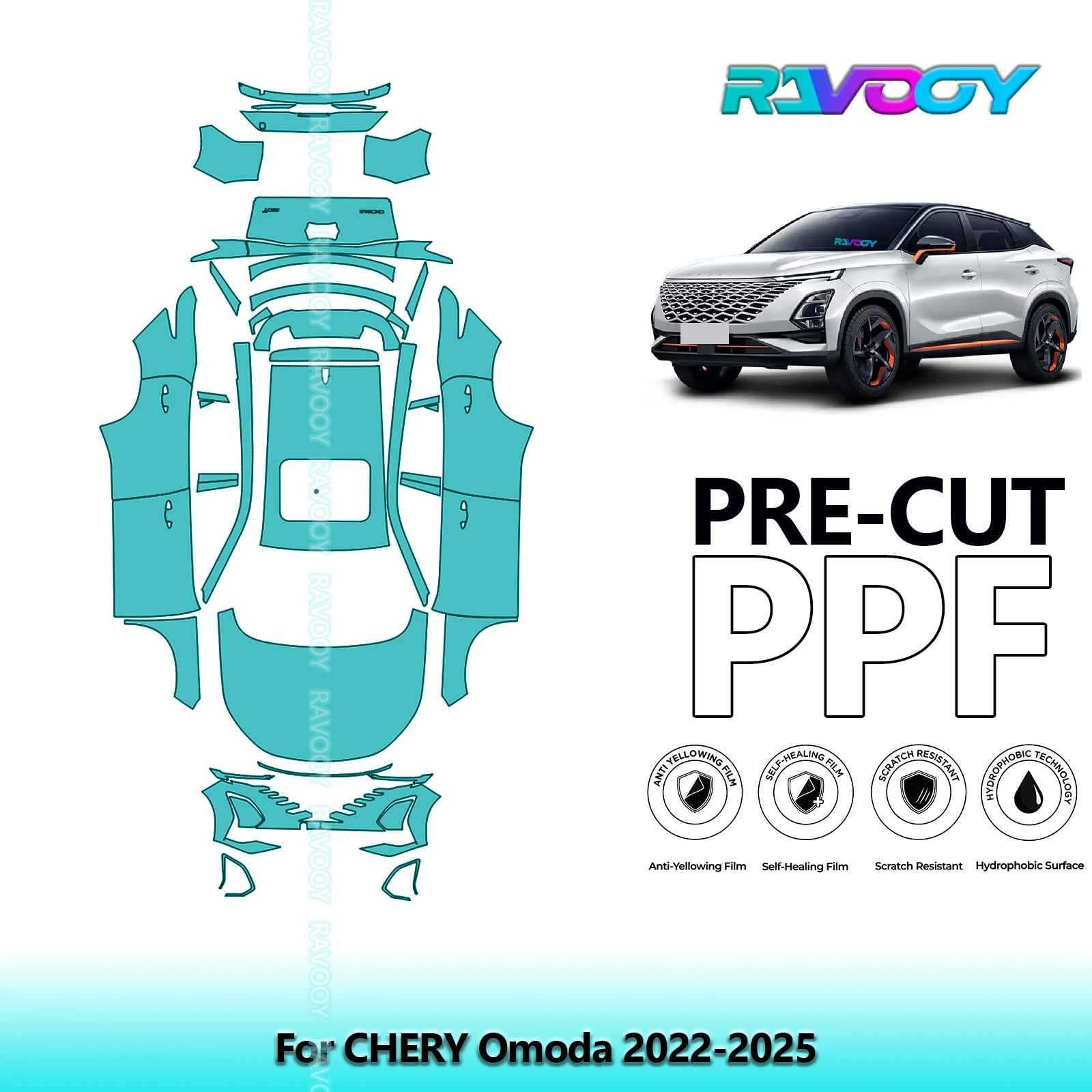 RAVOOY Custom-Fit Precut TPU PPF Full Vehicle Clear Bra Stone Guard EU UK For CHERY Omoda 2022-2025