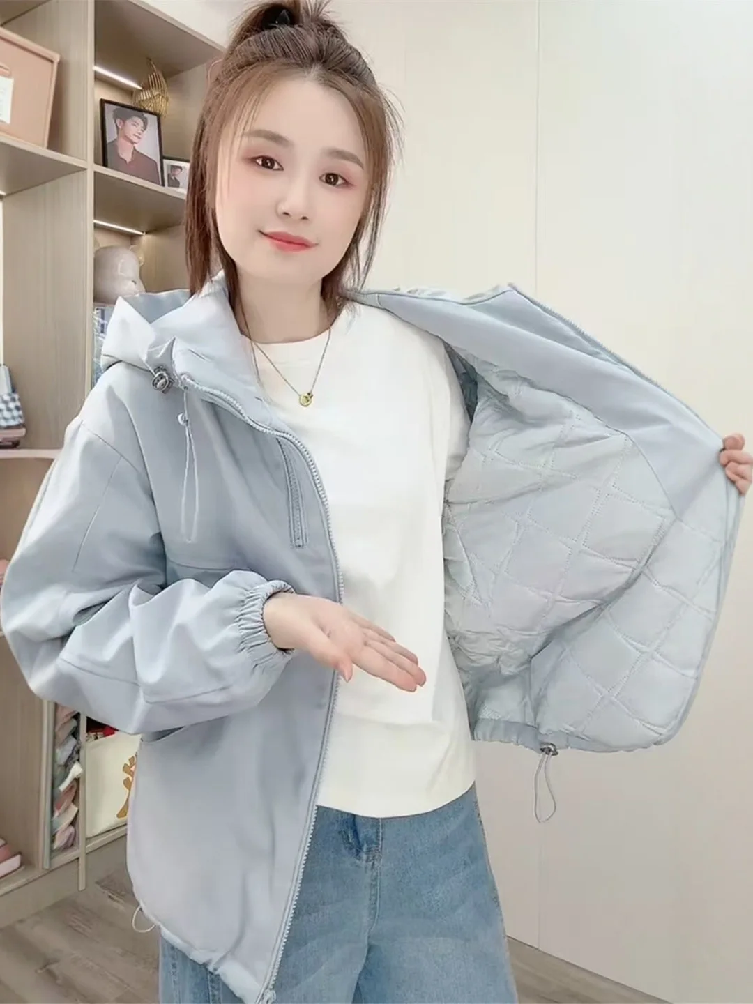 

Women's Thickened Cotton Jacket Outerwear Loose Design Autumn Winter New Style Korean Version Small Size Cotton Top