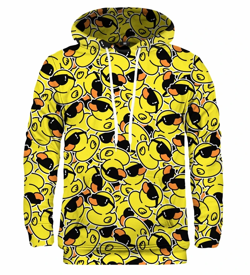 Spring Autumn Fashion Yellow Baby Duck 3D Printing Cute Graphic Hoodies Men's And Women's Casual Long-sleeved Sweatshirt Hooded