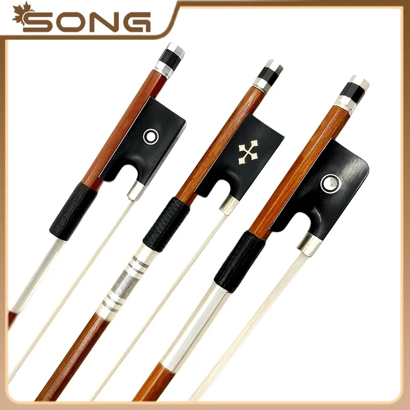 100% genuine Pernambuco 4/4 Violin Fiddle Bow viola bow cello bow,silver parts,Siberian horsetail horsehair