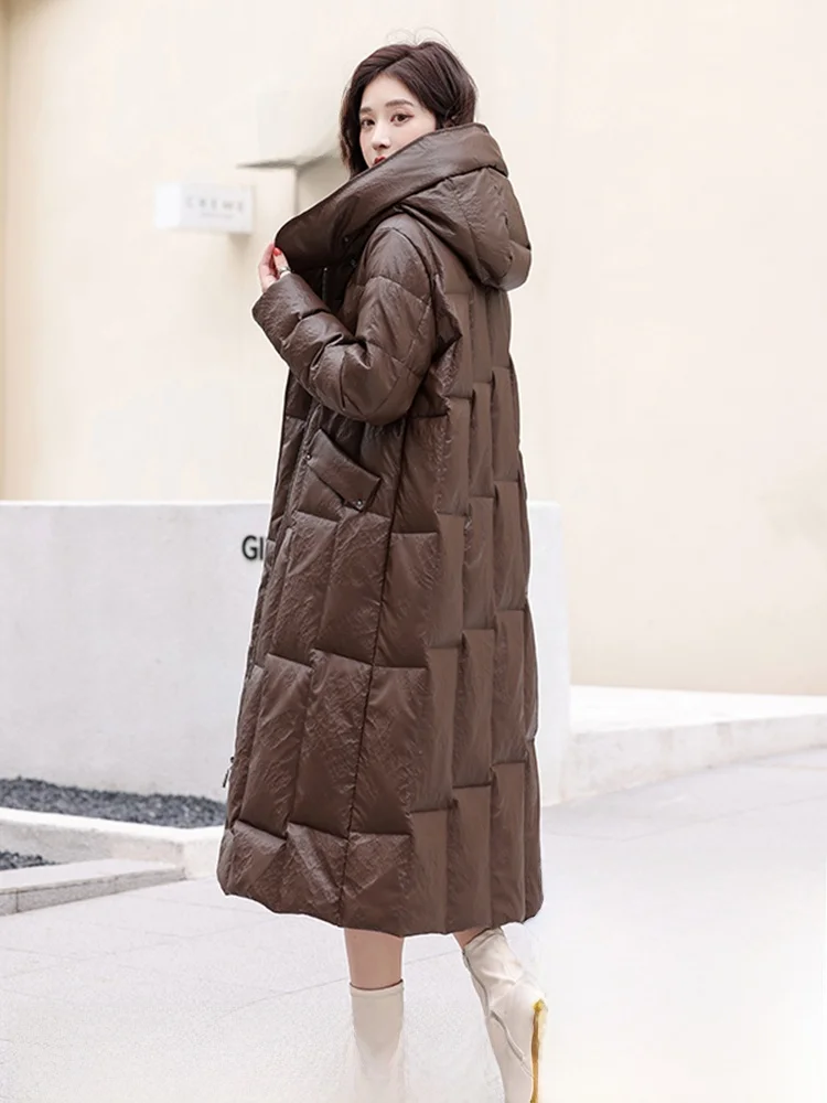   Giacca Puffer in Vera Pelle Ning da Donna, Lunghezza Media, Nuova Collezione Invernale, Taglie Grandi, Vestibilità Ampia, Cappotto in Pelliccia di Pecora con Cerniera e Maniche Lunghe