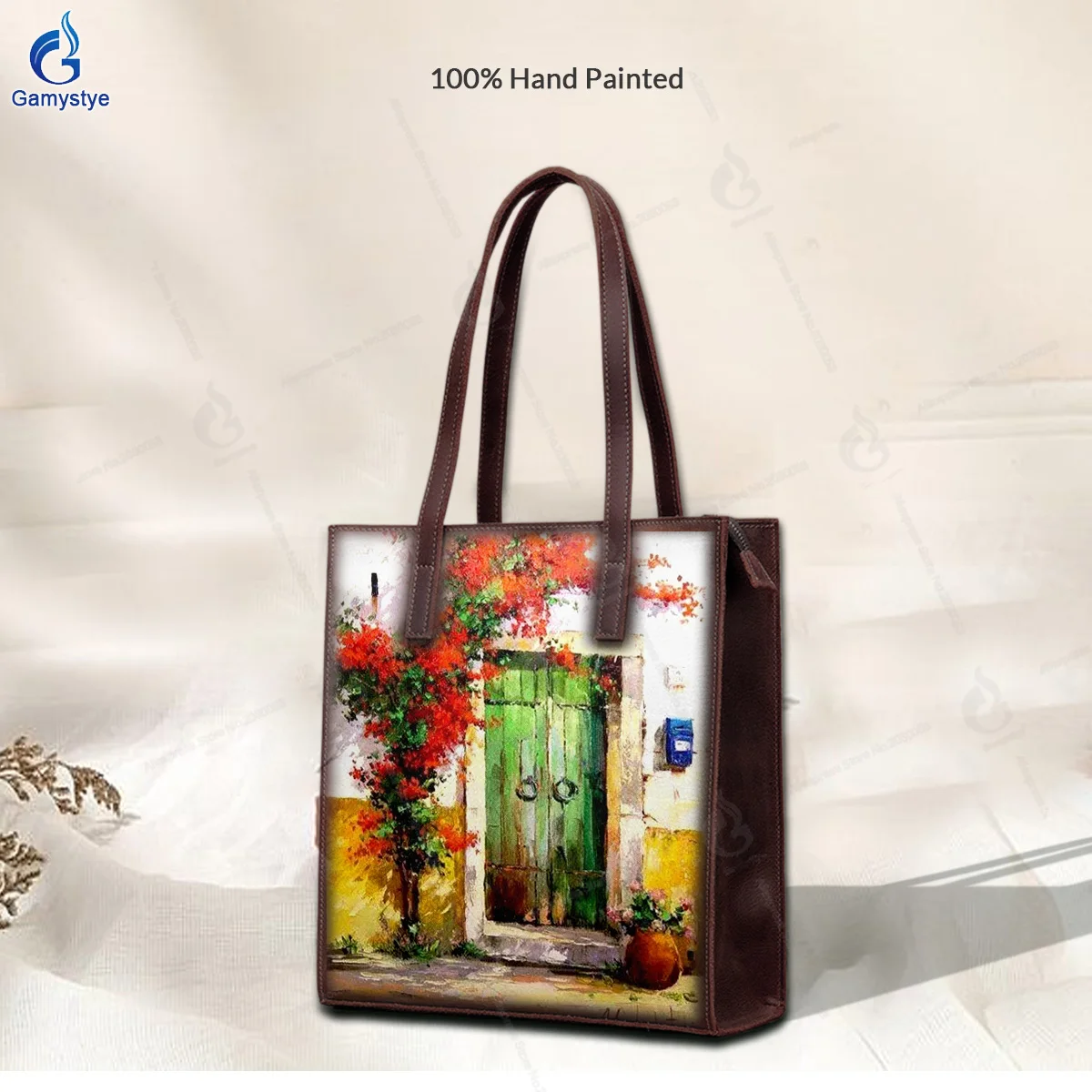 Personalizar bolso Art Hand Painted A tightly closed door Bags Women Bags Messenger Crossbody Handbags Real Togo Cowskin Fashion