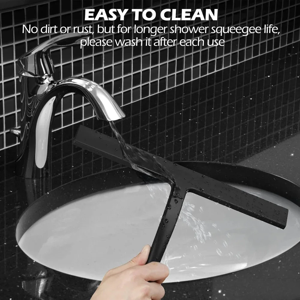 Bathroom Shower Squeegee Household Glass Wiper Window Mirror Silicone Scraper Shower Doors Hanging Squeegee Holder Cleaning Tool